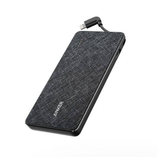 ANKER POWER BANK 10000 WITH LIGHTNING CABLE - BLACK FABRIC
