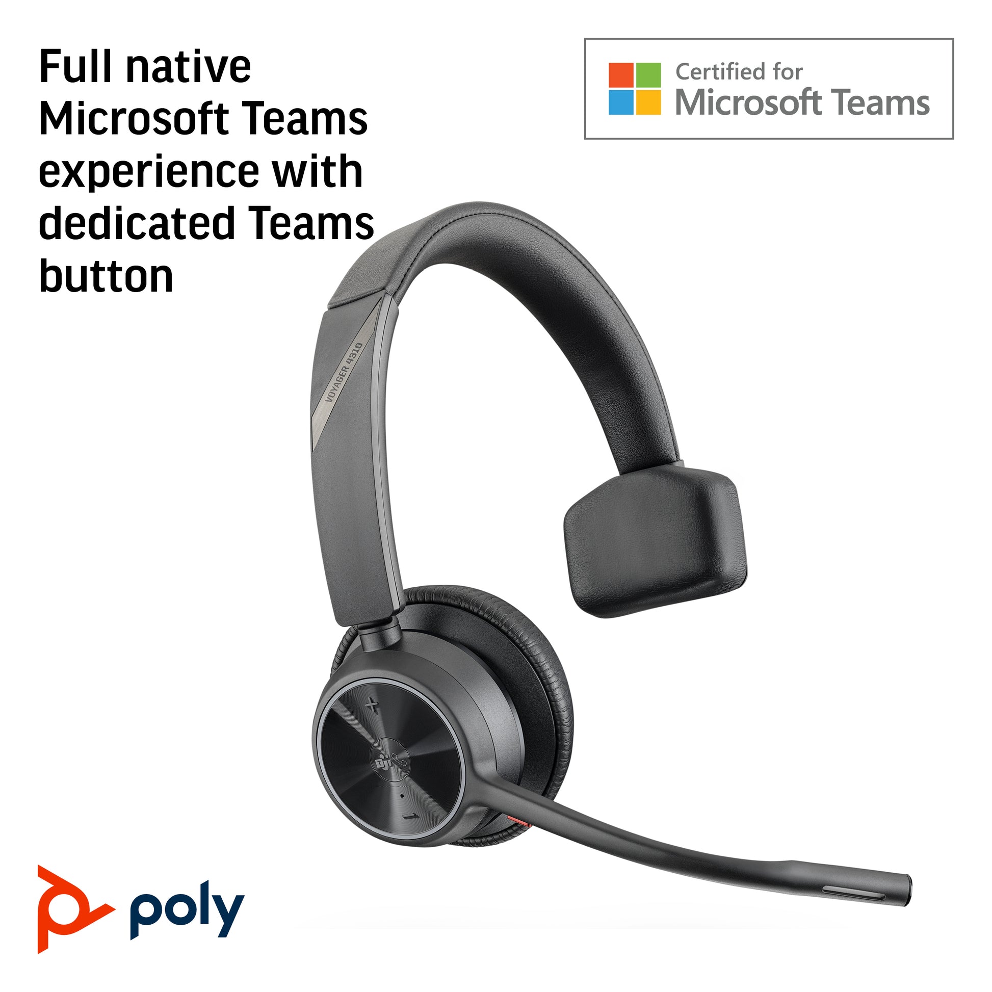 HP Poly Voyager 4310 Microsoft Teams Certified USB-A Headset +BT700 dongle