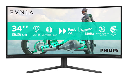 Philips Evnia 3000 34M2C3500L/75 computer monitor 86.4 cm (34") 3440 x 1440 pixels Wide Quad HD Black
