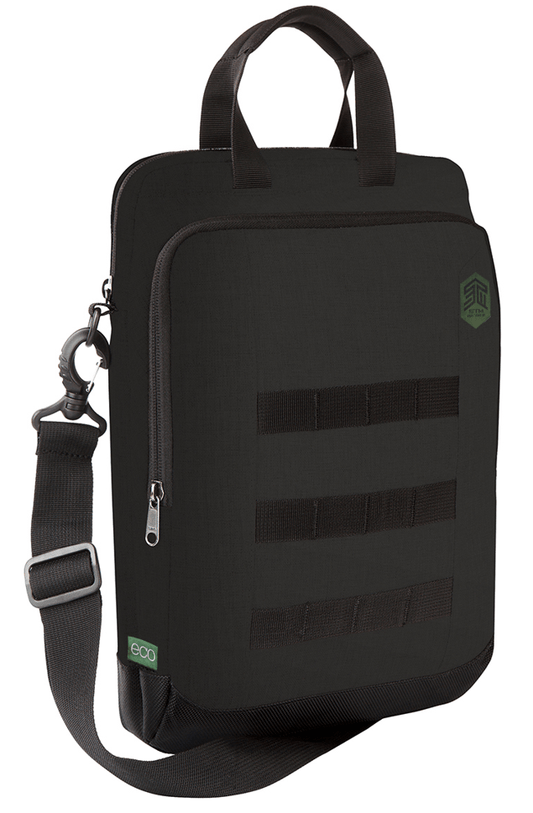 STM (ACE ECO VERTICAL SUPER CARGO) LAPTOP SHOULDERBAG, FITS UP TO 14", BLACK , 3YR WTY