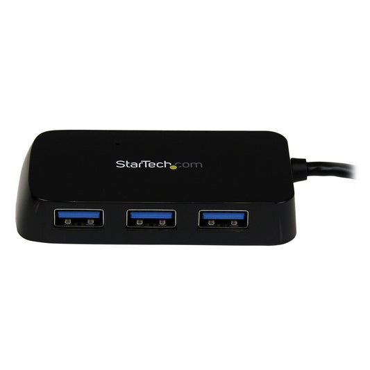 Star Tech Portable 4 Port SuperSpeed Mini USB 3.0 Hub - Black~Portable 4 Port SuperSpeed Mini USB 3.0 Hub - 5Gbps - Black