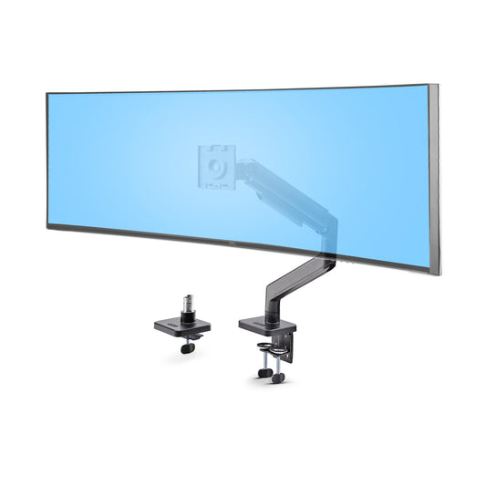 Star Tech Monitor Desk Mount for up to 49in 32:9 Ultrawide Curved Screens, Mechanical Spring Arm, C-Clamp/Grommet, Tool-Less Adjustment, Max 44lb/20kg