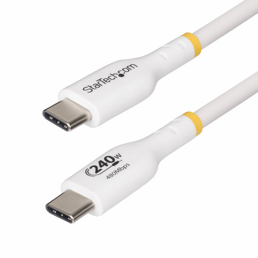 Star Tech 1m White USB-C Charging Cable, USB-IF Certified USB C Cable, 240W PD EPR, USB 2.0 Type-C Laptop Charger Cord, USB-C Data Transfer Cable, TPE Jacket