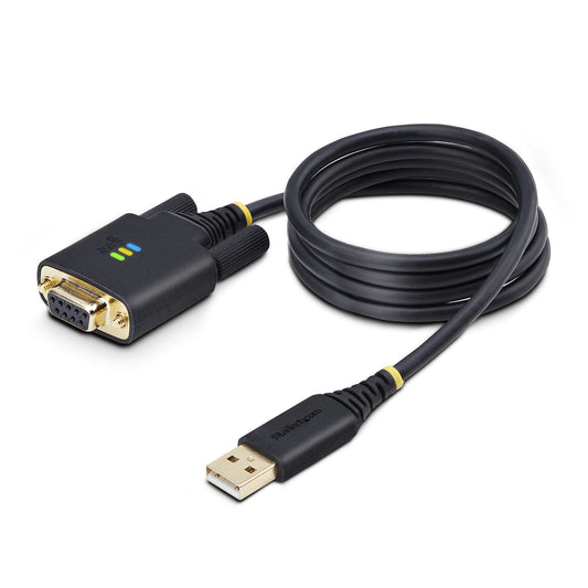 Star Tech 3ft (1m) USB to Null Modem Serial Adapter Cable, Interchangeable DB9 Screws/Nuts, COM Retention, USB-A to RS232, FTDI, Level-4 ESD Protection, Windows/macOS/ChromeOS/Linux - Rugged TPE Construction