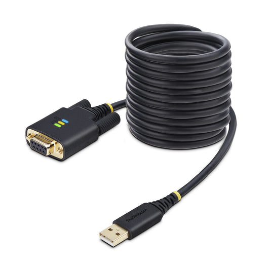 Star Tech 10ft (3m) USB to Null Modem Serial Adapter Cable, Interchangeable DB9 Screws/Nuts, COM Retention, USB-A to RS232, FTDI, Level-4 ESD Protection, Windows/macOS/ChromeOS/Linux - Rugged TPE Construction