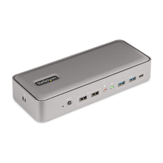 Star Tech Dual-Laptop USB-C KVM Docking Station, Dual Monitor 4K 60Hz DisplayPort Dock, 5-Port USB Hub, GbE, 90W/45W Power Delivery to Two Laptops, Windows/Mac, 2-Host KVM Dock