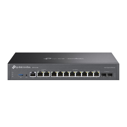 Omada Multi-Gigabit VPN Router
PORT: 2× 2.5G WAN/LAN RJ45 Port, 2× Gigabit SFP WAN/LAN Port, 8× Gigabit WAN/LAN RJ45 Ports, 1× USB 3.0 port
SPEC: 1U 13-inch Rac