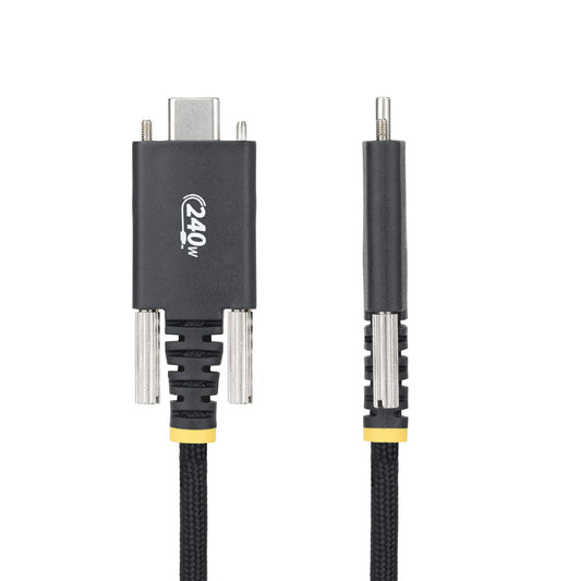 Star Tech 6.6ft (2m) USB-C Charging Cable, Side Screw Locking, 240W (5A) PD EPR, Dual-Layer Silicone/Braided Jacket, USB 2.0 Laptop Charger Cable, USB-IF Certified, Rugged USB-C Charging Cord