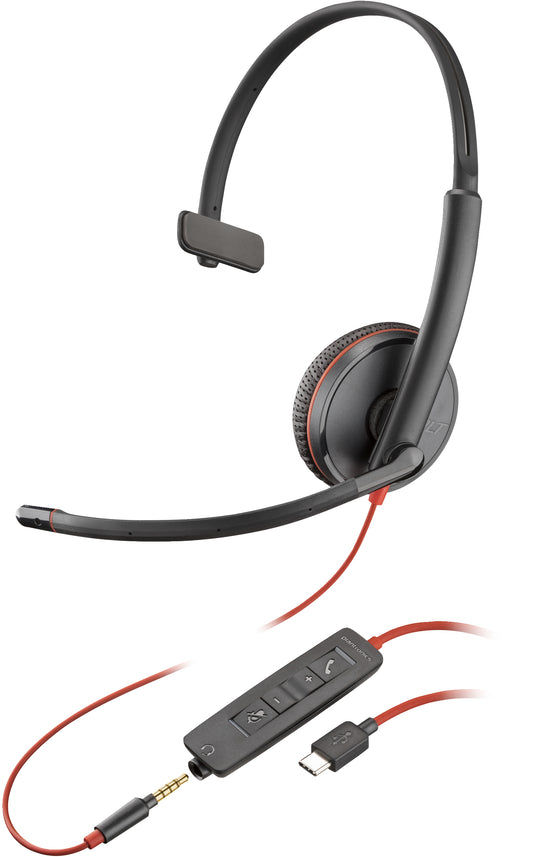 Poly Blackwire C3215 Monaural Headset +Carry Case (Bulk)