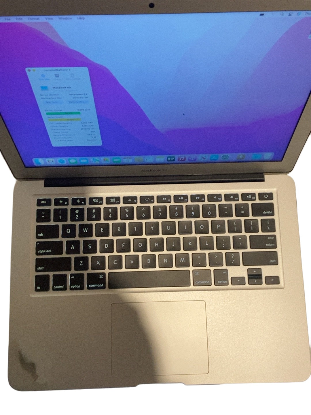Actual Apple MacBook Air Early 2015 Core i7 left angled view on white background