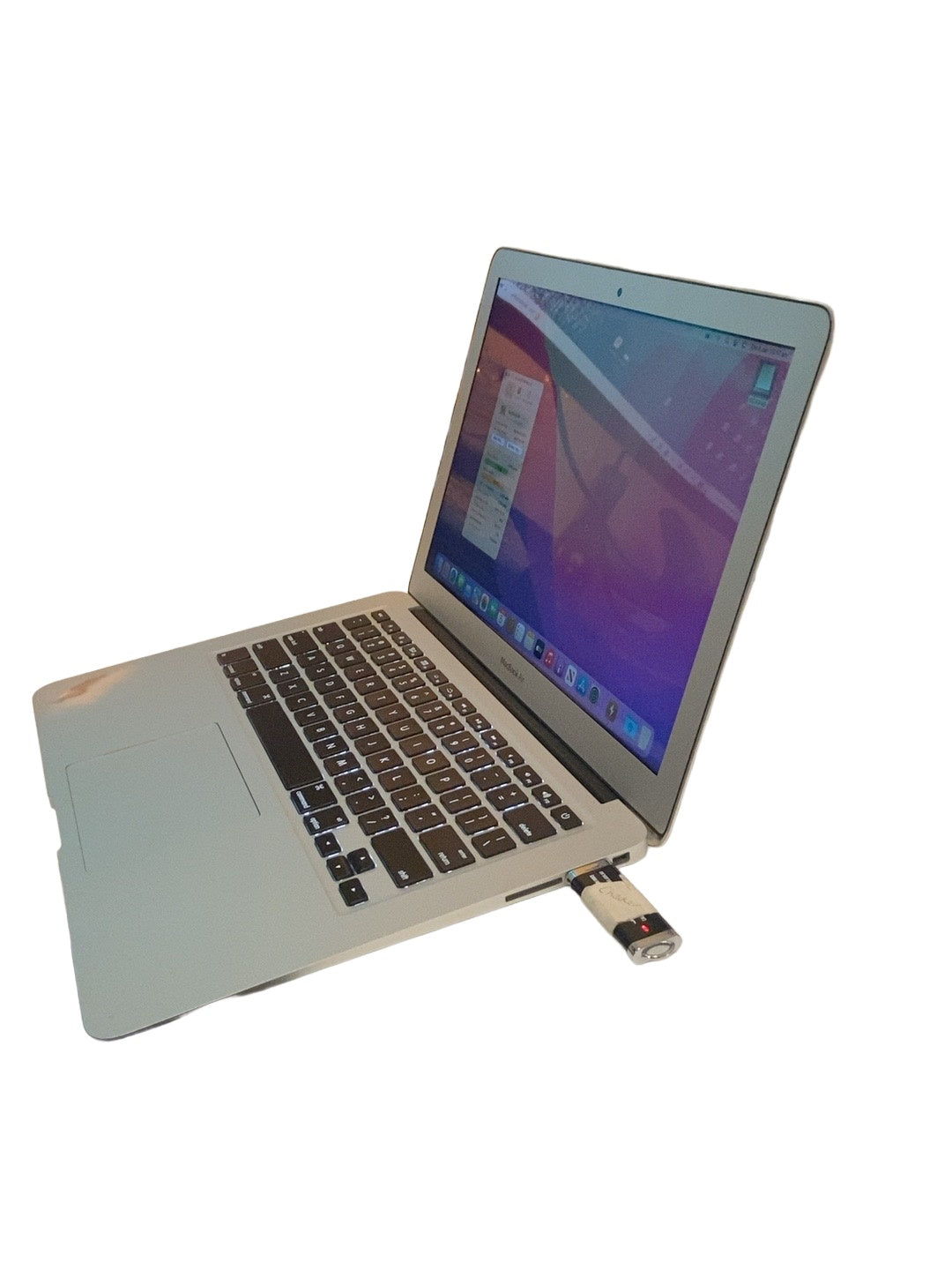 Actual Apple MacBook Air Early 2015 Core i7 right angled view on white background