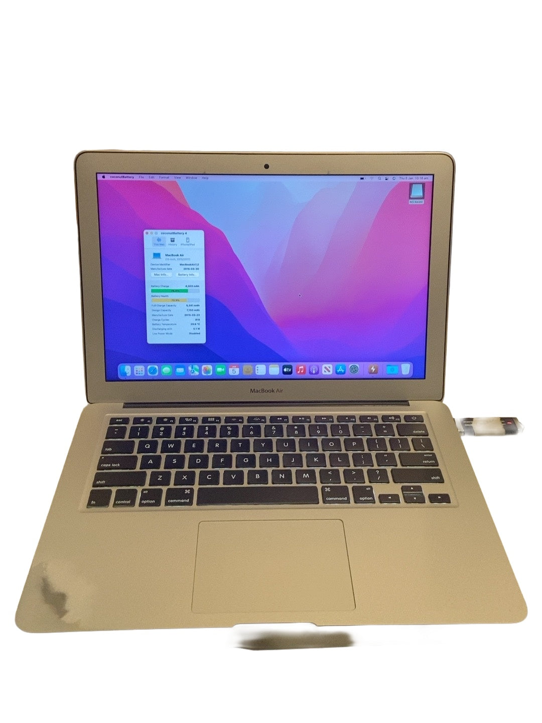 Actual Apple MacBook Air 13.3-inch Early 2015 Core i7 front view on white background