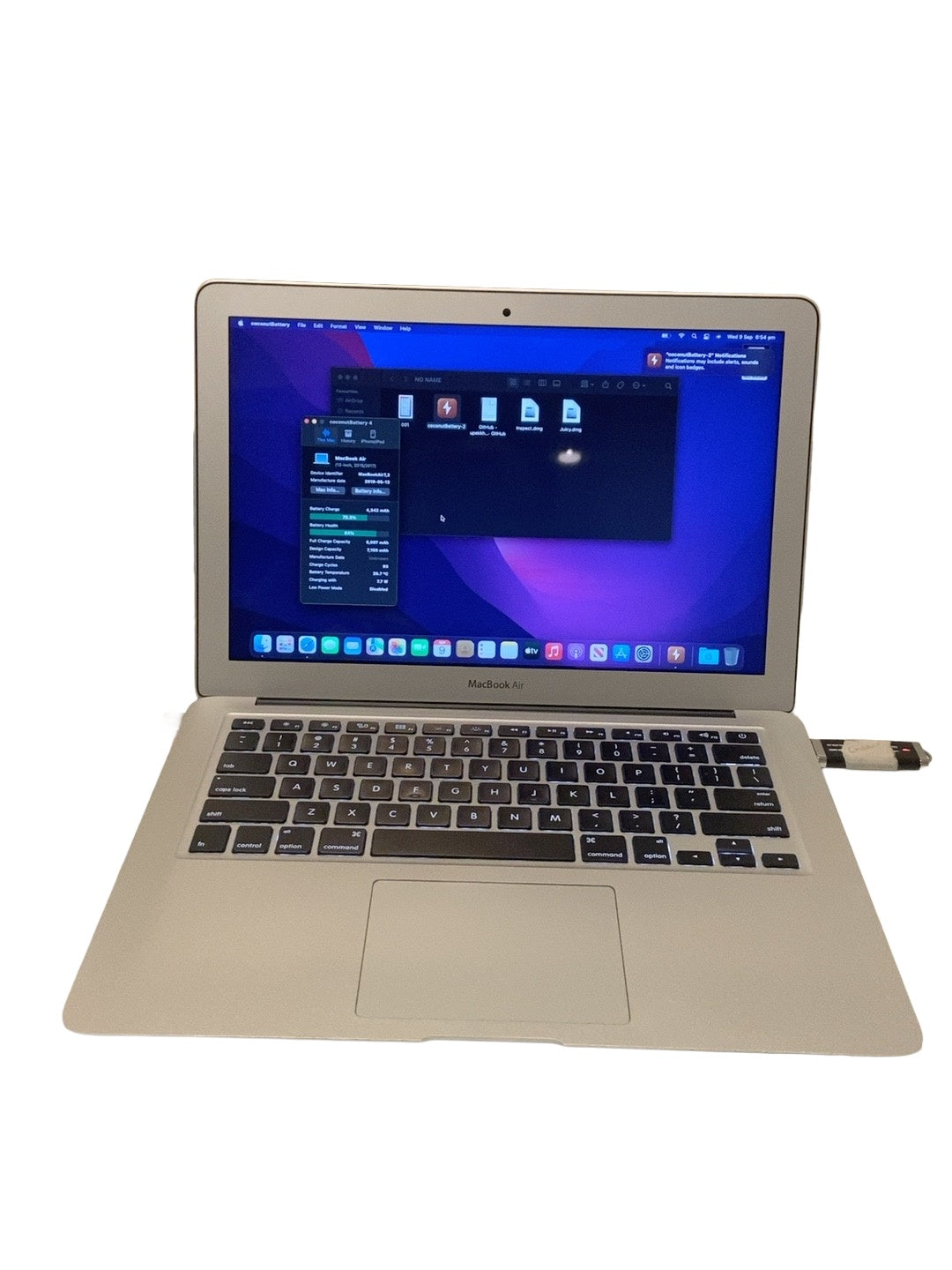 Actual Apple MacBook Air 13.3-inch 2017 front view on white background