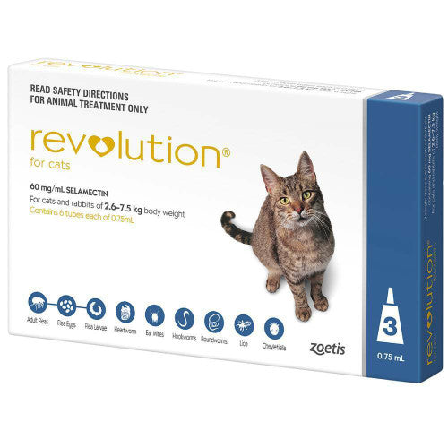 Revolution Flea & Worming Treatment Spot On for Cats 3 Pack